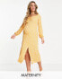 Missguided Maternity midaxi dress with sweetheart neckline in yellow floral