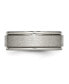 ფოტო #2 პროდუქტის Titanium Brushed Center Ridged Edge Wedding Band Ring