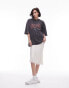 Topshop graphic license ACDC nibbled oversized tee in charcoal