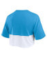 ფოტო #2 პროდუქტის Women's Blue/White Detroit Lions Boxy Color Split Cropped T-Shirt