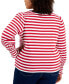 Plus Size Striped Smocked-Cuff Top