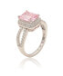 ფოტო #2 პროდუქტის Suzy Levian Sterling Silver Cubic Zirconia Pink Engagement Ring