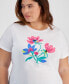 ფოტო #3 პროდუქტის Trendy Plus Size Floral Graphic Relaxed-Fit T-Shirt, Created for Macy's