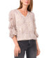 ფოტო #1 პროდუქტის Women's Printed V-Neck Lantern-Sleeve Top