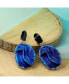 Women's Blue Textured Oval Drop Earrings