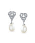 Bridal Love Knot White Freshwater Cultured Pearl Teardrop Dangle Earrings For Women Prom .925 Sterling Silver
