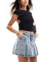 Kaiia denim pleated mini skirt in blue acid wash Verwaschenes Blau, 32 - фото #1