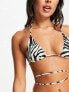 Фото #4 товара Public Desire zebra tie waist bikini top in black and white