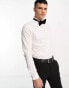 ASOS DESIGN slim fit sateen shirt with wing collar in white