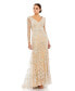 Фото #2 товара Women's Embroidered V Neck Long Sleeve Trumpet Gown
