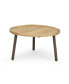 Golden Brown Mango Wood Round Coffee Table With Lipped Edge