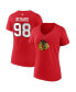 ფოტო #1 პროდუქტის Women's Connor Bedard Red Chicago Blackhawks 2023 NHL Draft Authentic Stack Player Name and Number V-Neck T-shirt