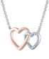 ფოტო #3 პროდუქტის Diamond Accent Double Heart Pendant Necklace in Sterling Silver & 14k Rose Gold-Plate, 16" + 2" extender