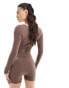 Фото #2 товара Simmi round neck long sleeve jersey unitard in light brown