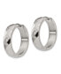 Stainless Steel Polished and Textured Hinged Hoop Earrings