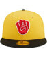 Фото #4 товара Men's Yellow, Black Milwaukee Brewers Grilled 59FIFTY Fitted Hat