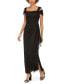 ფოტო #5 პროდუქტის Petite Cold-Shoulder Draped Metallic Gown