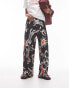 Topshop cowgirl abstract print plisse wide leg trouser in multi