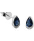 ფოტო #2 პროდუქტის Sapphire (1 ct. t.w.) & Diamond (1/20 ct. t.w.) Pear Stud Earrings in 14k White Gold