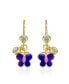 Фото #2 товара 14k Yellow Gold Plated Butterfly Dangling earrings with Amethyst Enamel and Clear Cubic Zirconia for Kids