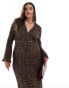 Фото #4 товара Never Fully Dressed Plus plisse midaxi dress in leopard print