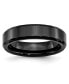 ფოტო #1 პროდუქტის Ceramic Black Faceted and Beveled Edge Polished Band Ring