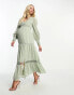 Фото #4 товара ASOS DESIGN Maternity tufted dobby lace insert maxi dress in light sage