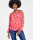 Petite Off-The-Shoulder Printed Blouse, Created for Macy's