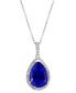 ფოტო #1 პროდუქტის EFFY® Tanzanite (6 ct. t.w.) & Diamond (3/8 ct. t.w.) Halo 16" Pendant Necklace in 14k White Gold