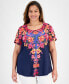 Фото #1 товара Plus Size Arianna Trail Scoop-Neck Top, Created for Macy's