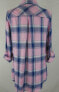 Glenn Shwartz Women's Long Roll Up Sleeve Plaid Button down Shirt Pink M