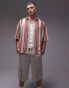 Topman short sleeve relaxed striped crochet shirt in red Rot gestreift, XS - Chest 36 - фото #1