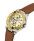 Фото #3 товара Guess Herren Multifunkion Armbanduhr PRIME braun, gold 46 mm GW0704G1