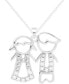 ფოტო #1 პროდუქტის Diamond Girl & Boy 18" Pendant Necklace (1/10 ct. t.w.) in Sterling Silver