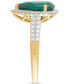 ფოტო #4 პროდუქტის Lab Grown Emerald (2-1/2 ct. t.w.) & Lab Grown Diamond (3/8 ct. t.w.) Pear Halo Ring in 14k Gold (Also in Lab Grown Sapphire)