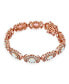 Statement Alternating Flower Oval CZ Synthetic White Opal Bracelet Rose Gold