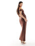 Фото #5 товара Vesper one shoulder thigh spilt maxi dress in chocolate