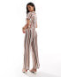 Фото #4 товара River Island stripe knitted wide leg trouser co-ord in mid pink