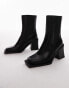 Topshop Wide Fit Nisha block heeled chelsea boots in black