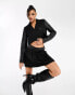 Missyempire tailored contrast leather look sleeve blazer co-ord in black