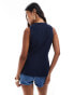 ASOS DESIGN high neck linen blend waistcoat in navy