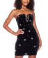 Juniors' Strapless Notch-Neck Embellished Bodycon Dress Black/Crystal, 0 - фото #3