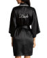 ფოტო #2 პროდუქტის Bride Satin Wrap Robe, Cami & Tap Shorts Set