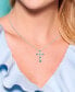 ფოტო #3 პროდუქტის Lab Grown Emerald and Lab Grown White Sapphire (3/4 ct. t. w.) Bezel Set Cross Pendant Necklace Set in Sterling Silver