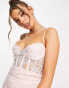 Фото #2 товара Bardot corset waist mini dress with frill hem in soft pink lace