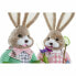 Decorative Figure DKD Home Decor 25 x 23 x 66 cm Pink Brown Rabbit Green (2 Units)