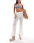 In The Style exclusive crochet wide leg beach trousers in white