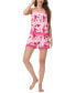 Фото #7 товара Women's Printed Lace Babydoll Tank with the Shorts 2 Pc. Pajama Set