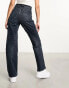 ASOS DESIGN comfort stretch straight leg jeans in blue black Сине-черный, W24 L32 - фото #5