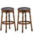 Фото #1 товара Set of 2 29'' Swivel Bar Stool Leather Dining Kitchen Pub Chair